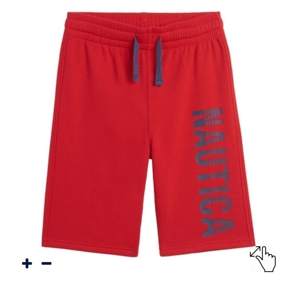 Nautica Boys Red Elastic Waist Pull On Shorts Spellout Logo Size S 8 NWT